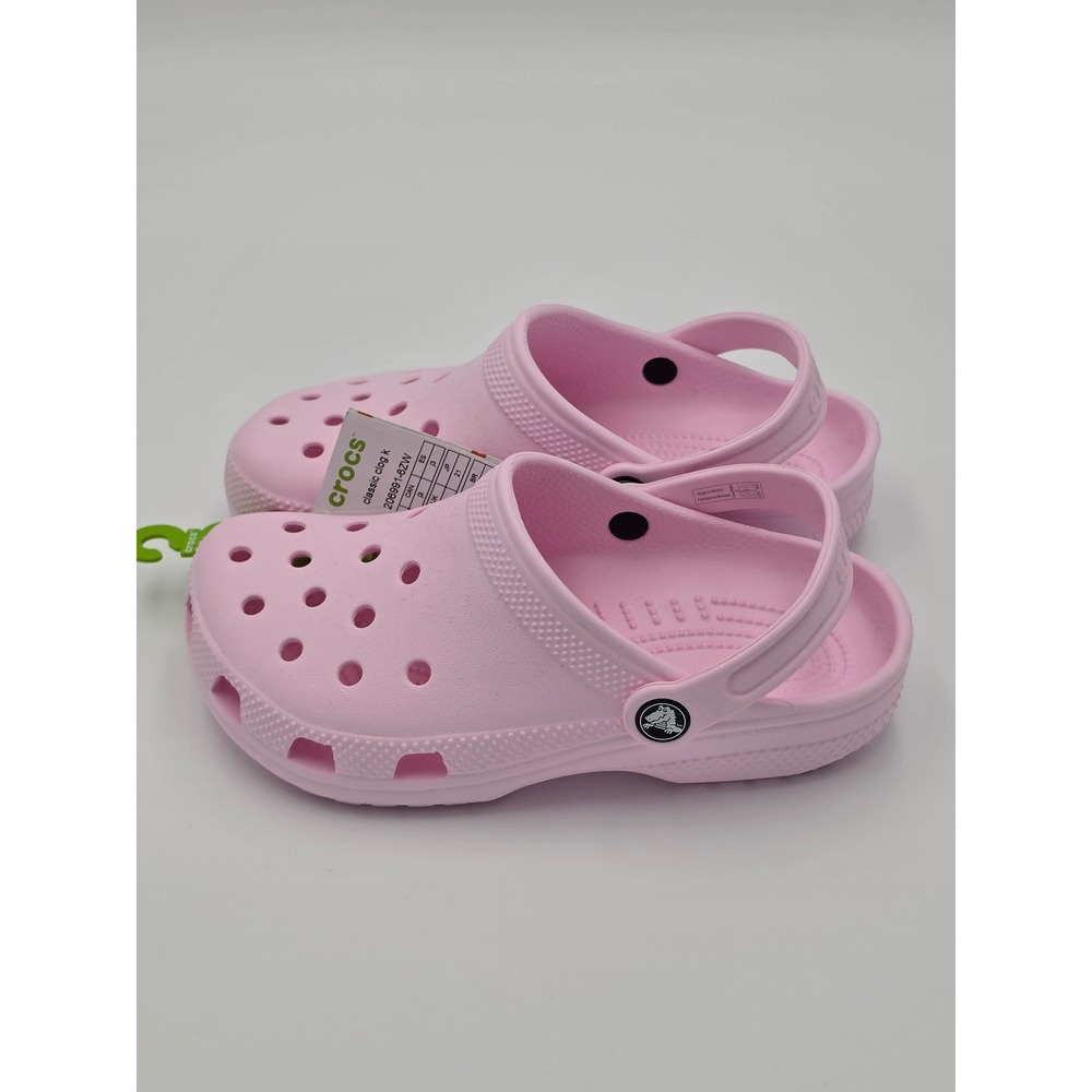 Crocs Classic Clog K Pink Kids Junior Size J3 Slip On Water Shoes, NWT